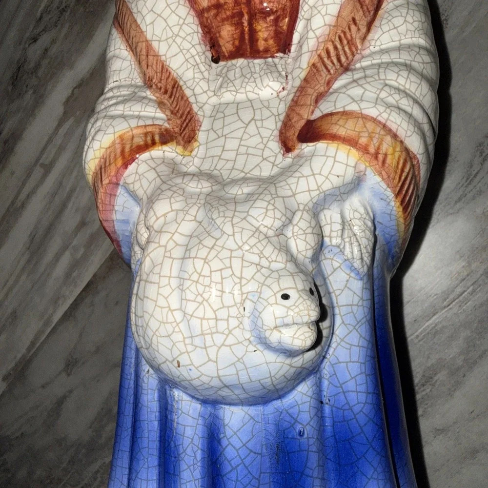 Vintage Crackle Finish Standing Ceramic Dog Statue 14